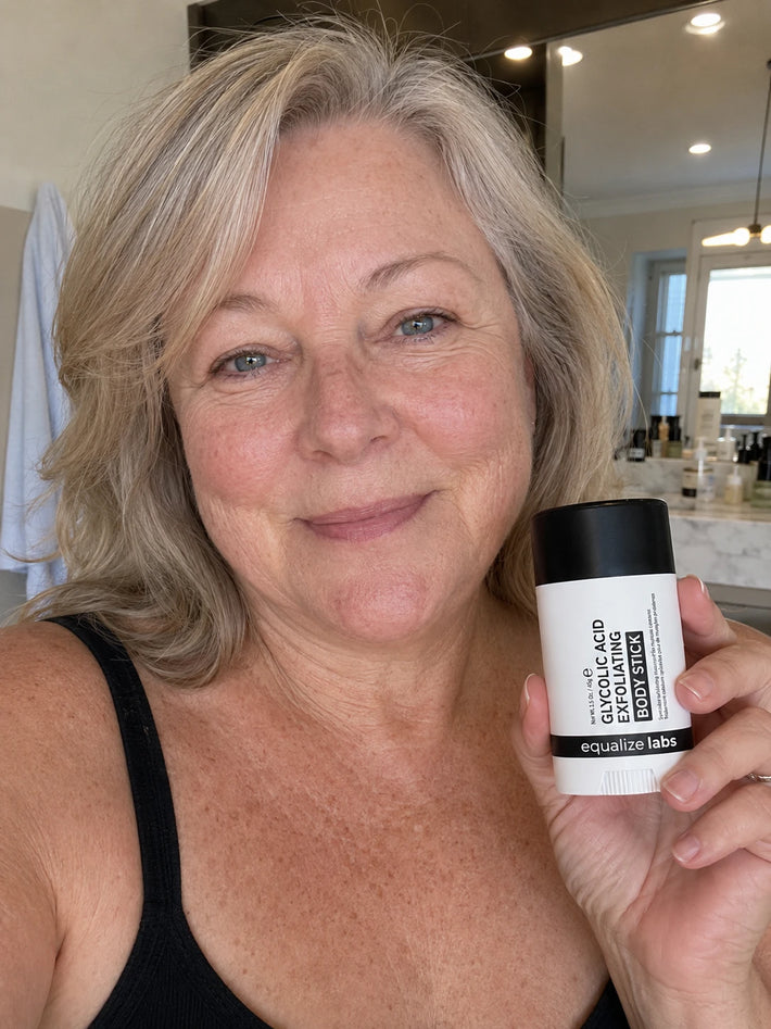 Olivia holding Equalize Labs product